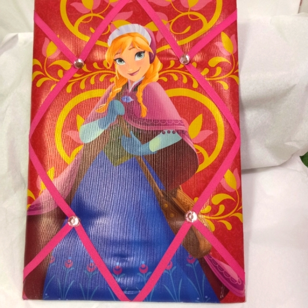 DISNEY Frozen Anna Vinyl Wall Art Quilted w/Rhinestones Jewel Print 16"h x10.5"w